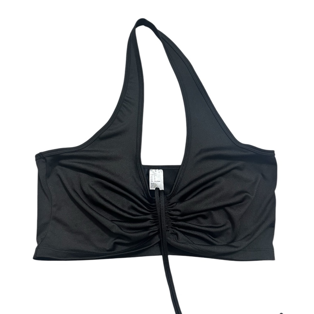 H&M Black Cropped Halter Neck Top Large - Picture 3 of 9